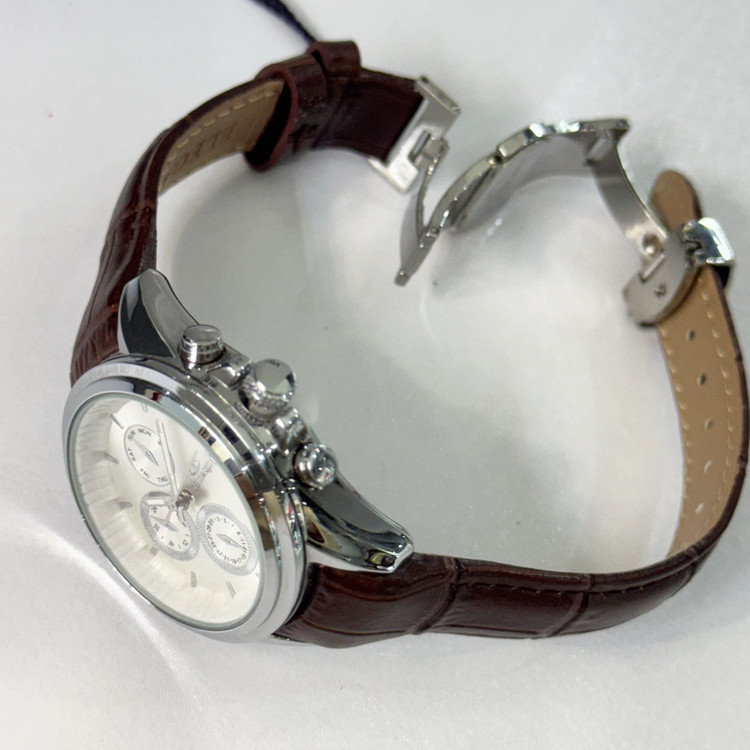 ساعت بند چرمی قهوه ای